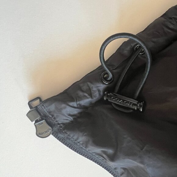 MINT Coach Down Short Puffer Jet Black Glossy Logo Warm Jacket XS - Picture 13 of 16